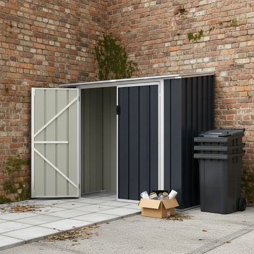Anthracite metal garden shed - garden,